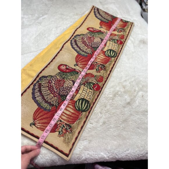 Thanksgiving Turkey & Pumpkin Table Runner 70" Long - Picture 4 of 5